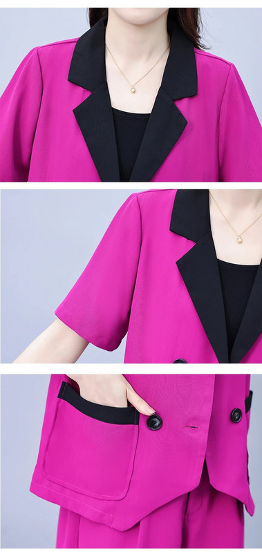 Γυναικείες μεγάλες 5XL κοντές φόρμες μόδας Κομψά μπλουζάκια με διπλό στήθος και παντελόνι σετ δύο τεμαχίων Νέα ασορτί ρούχα Traf Πανί