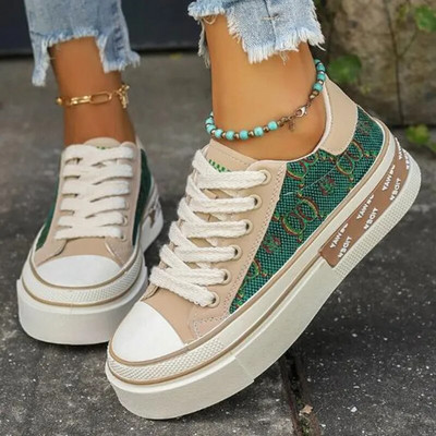 Γυναικεία παπούτσια καμβά Καλοκαιρινή εκτύπωση Γυναικεία παπούτσια με κορδόνια Casuals Γυναικεία πάνινα παπούτσια Πολυτελή γυναικεία επώνυμα παπούτσια Zapatos De Mujer