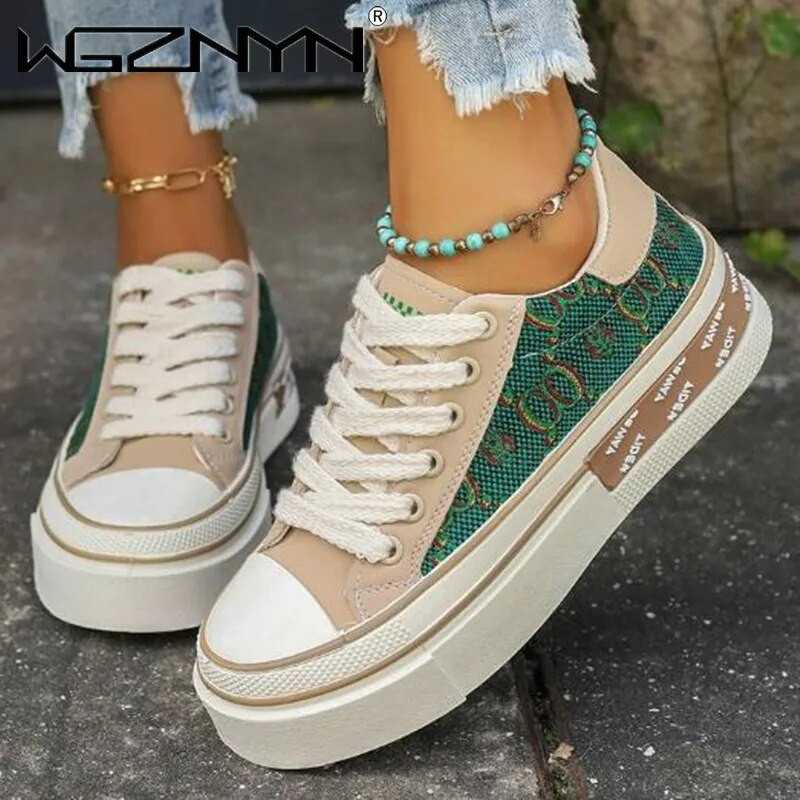 Γυναικεία παπούτσια καμβά Καλοκαιρινή εκτύπωση Γυναικεία παπούτσια με κορδόνια Casuals Γυναικεία πάνινα παπούτσια Πολυτελή γυναικεία επώνυμα παπούτσια Zapatos De Mujer