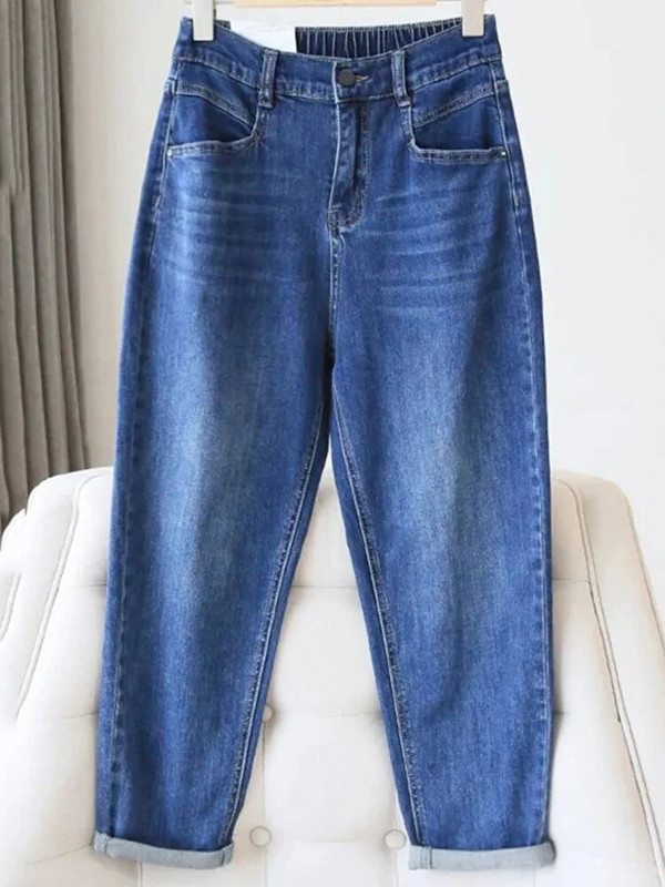 Streetwear džínsy s vysokým pásom po členky, veľká veľkosť 5xl, vrecovité, elastické, rovné džínsy, nové jarné, ležérne, dámske, Vaqueros