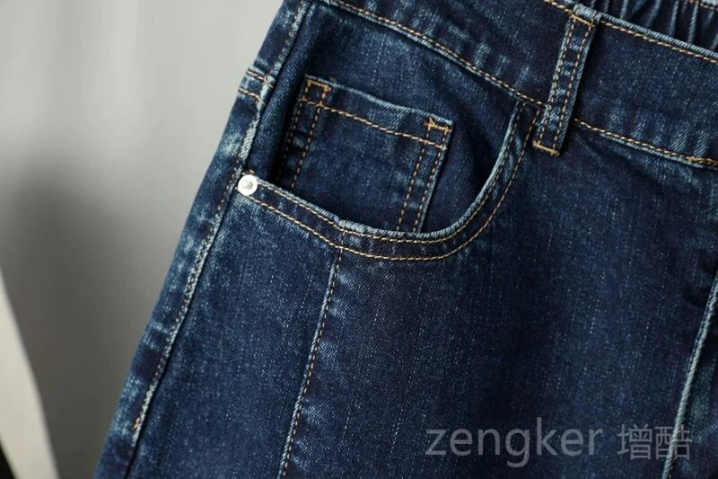 Jarné jesenné nové dievčenské deväťštvrťové nohavice, elastické rifle s vysokým pásom, voľné nohavice, veľkosť 6XL, 5XL, 4XL