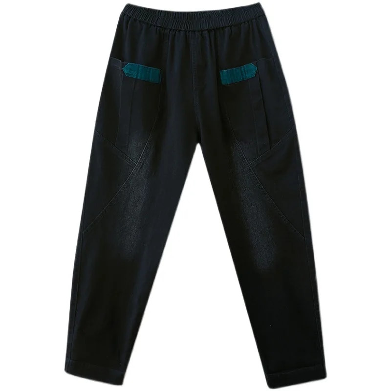 5530 Jarné nové dámske džínsové nohavice, jeseň/zima, vysoký pás, flísové teplé, voľné, ležérne, patchwork, univerzálne, pre mamičky, dámske háremové džínsy