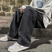 2023 Blugi bărbați Versiune coreeană Pantaloni casual pentru studenți High Street, drepti, largi, cu picioare largi, negru, gri, albastru, blugi largi
