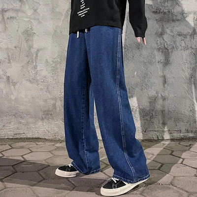 2023 Blugi bărbați Versiune coreeană Pantaloni casual pentru studenți High Street, drepti, largi, cu picioare largi, negru, gri, albastru, blugi largi
