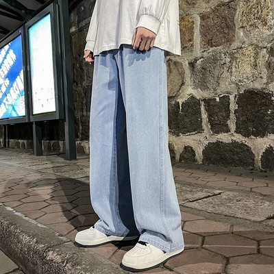 2023 Blugi bărbați Versiune coreeană Pantaloni casual pentru studenți High Street, drepti, largi, cu picioare largi, negru, gri, albastru, blugi largi