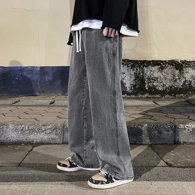 2023 Blugi bărbați Versiune coreeană Pantaloni casual pentru studenți High Street, drepti, largi, cu picioare largi, negru, gri, albastru, blugi largi