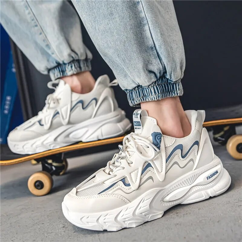 Pánske topánky pre mládež, jar, jeseň, nové pánske topánky, trendy skateboardové športové topánky, topánky pre otcov, hrubé spodky, ležérne topánky, zvýšenie...