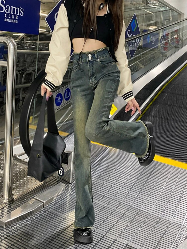Dámske rozšírené džínsy s vysokým pásom, estetické oblečenie Y2k, džínsové nohavice, vintage prané, retro kórejské, módne, pouličné, nové