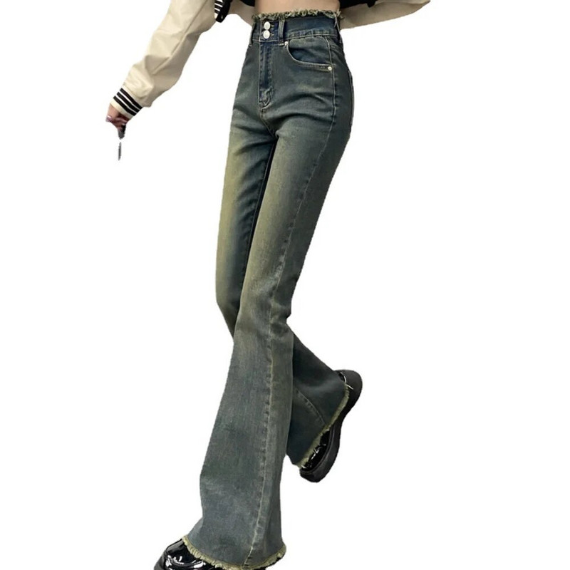 Dámske rozšírené džínsy s vysokým pásom, estetické oblečenie Y2k, džínsové nohavice, vintage prané, retro kórejské, módne, pouličné, nové