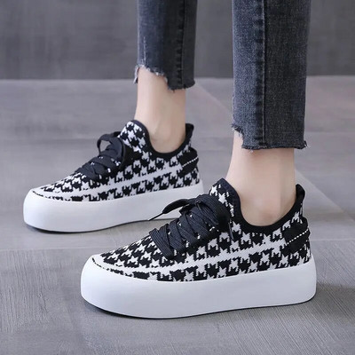 Pantofi de damă din pânză leopard, toamna 2023, pantofi de tenis sport pentru femei, pantofi leneși, cu toc plat, pantofi ocazionali