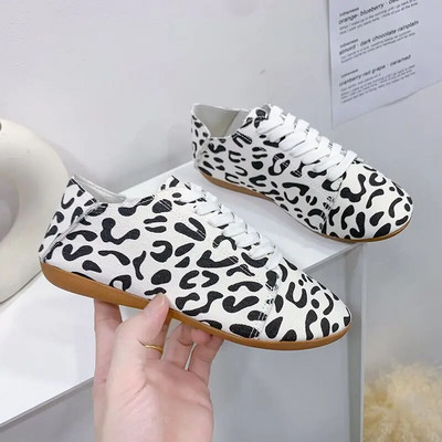 Pantofi de damă din pânză leopard, toamna 2023, pantofi de tenis sport pentru femei, pantofi leneși, cu toc plat, pantofi ocazionali