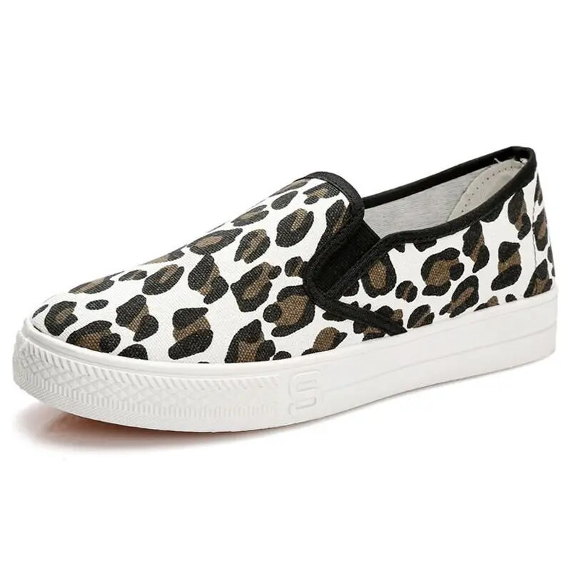 Pantofi de damă din pânză leopard, toamna 2023, pantofi de tenis sport pentru femei, pantofi leneși, cu toc plat, pantofi ocazionali