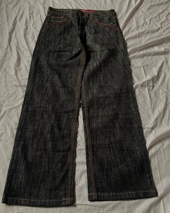 y2k панталони American High Street пачуърк дънки с бродирани монограми Мъжки готически модни широки дънки Harajuku