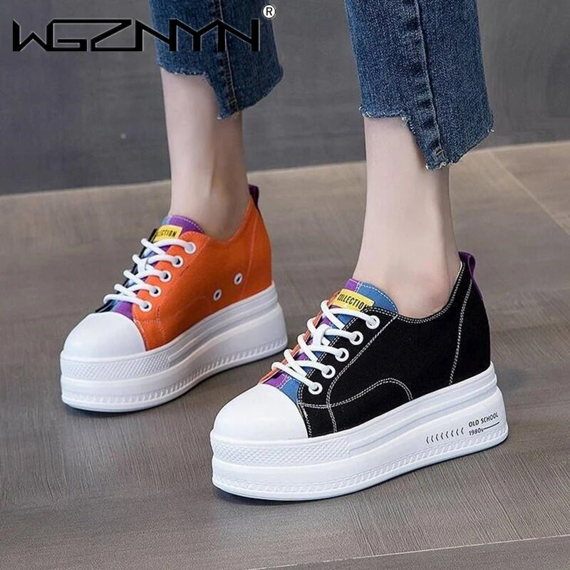 Aukštos kokybės platforma moteriški sportbačiai rudeniniai stilingi storu padu laisvalaikio batai kvėpuojantys drobiniai vaikščiojimo batai moteris Zapatos Mujer