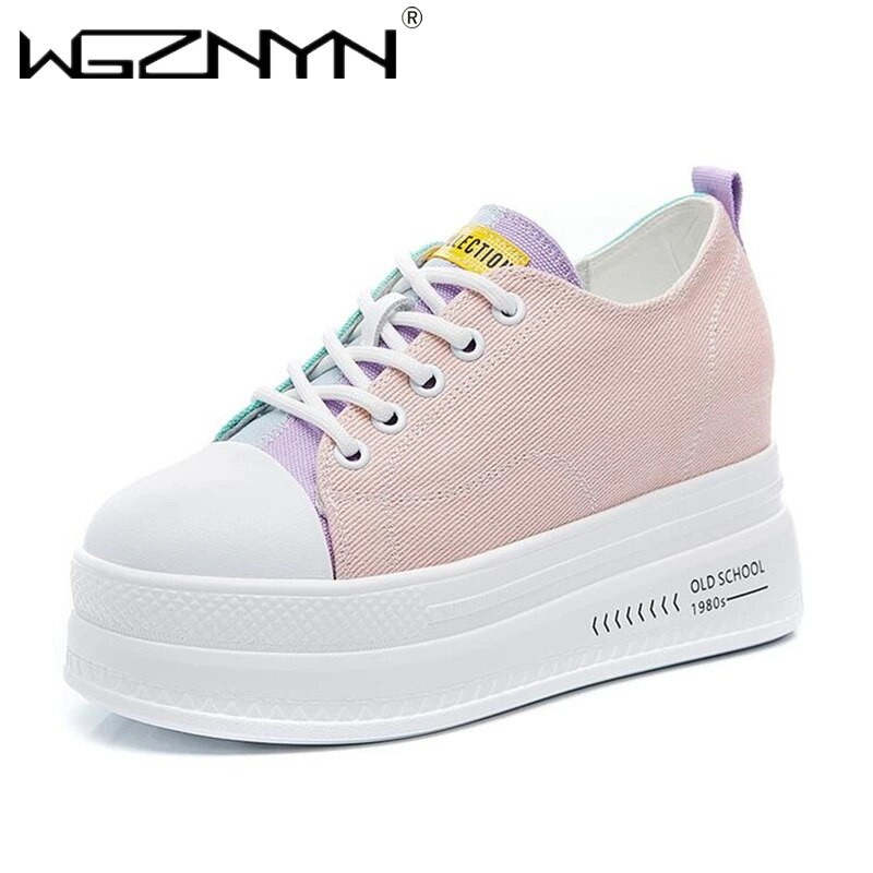 Aukštos kokybės platforma moteriški sportbačiai rudeniniai stilingi storu padu laisvalaikio batai kvėpuojantys drobiniai vaikščiojimo batai moteris Zapatos Mujer