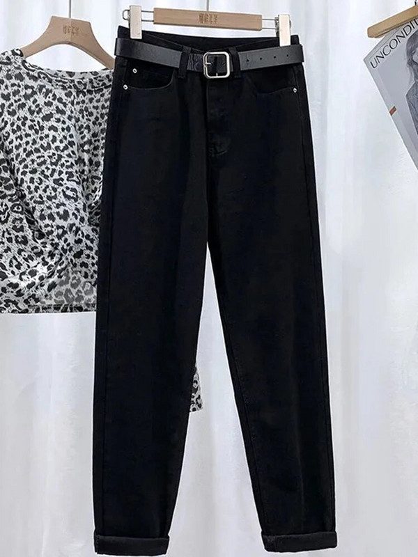 Blugi harem până la glezne pentru femei, vintage, coreeane, de modă, îmbrăcăminte de stradă, pantaloni drepți de denim cu talie înaltă, pantaloni casual Kot