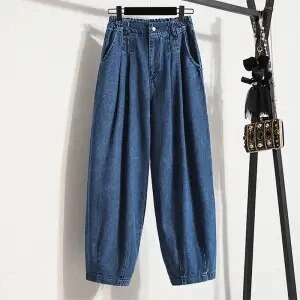 Γυναικεία Vintage Μπλε τζιν χαρέμι Χαλαρά μαμά Παντελόνι ψηλόμεσο Streetwear Boyfriends Πλυμένο τζιν κάτω τσέπες Jean
