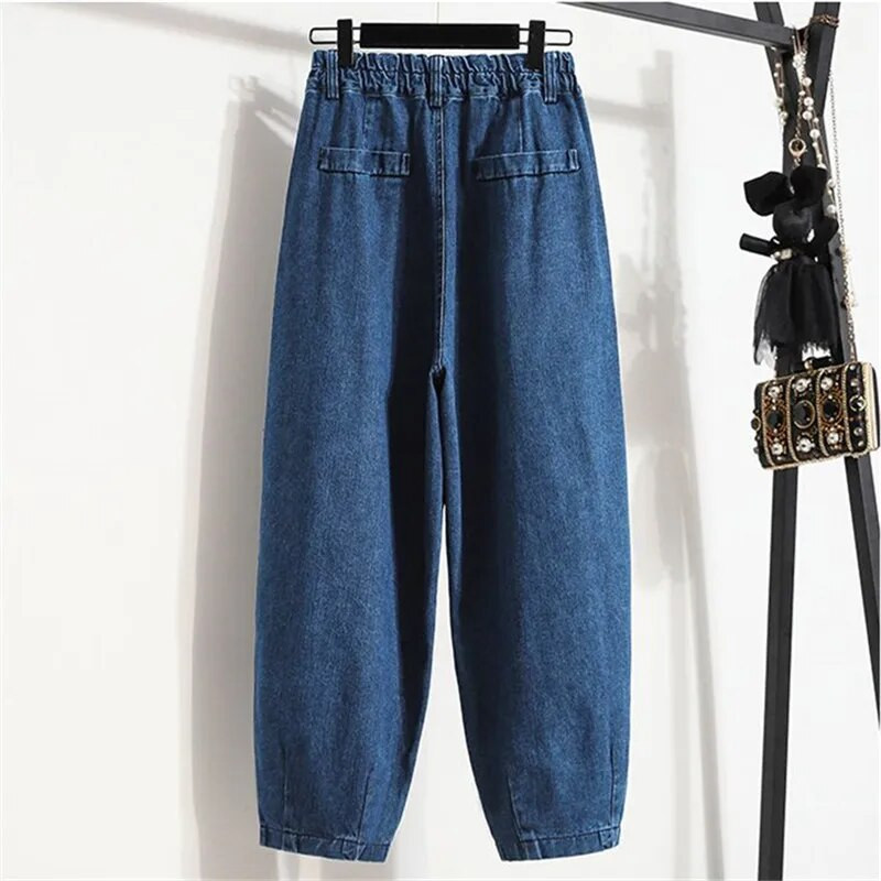 Γυναικεία Vintage Μπλε τζιν χαρέμι Χαλαρά μαμά Παντελόνι ψηλόμεσο Streetwear Boyfriends Πλυμένο τζιν κάτω τσέπες Jean