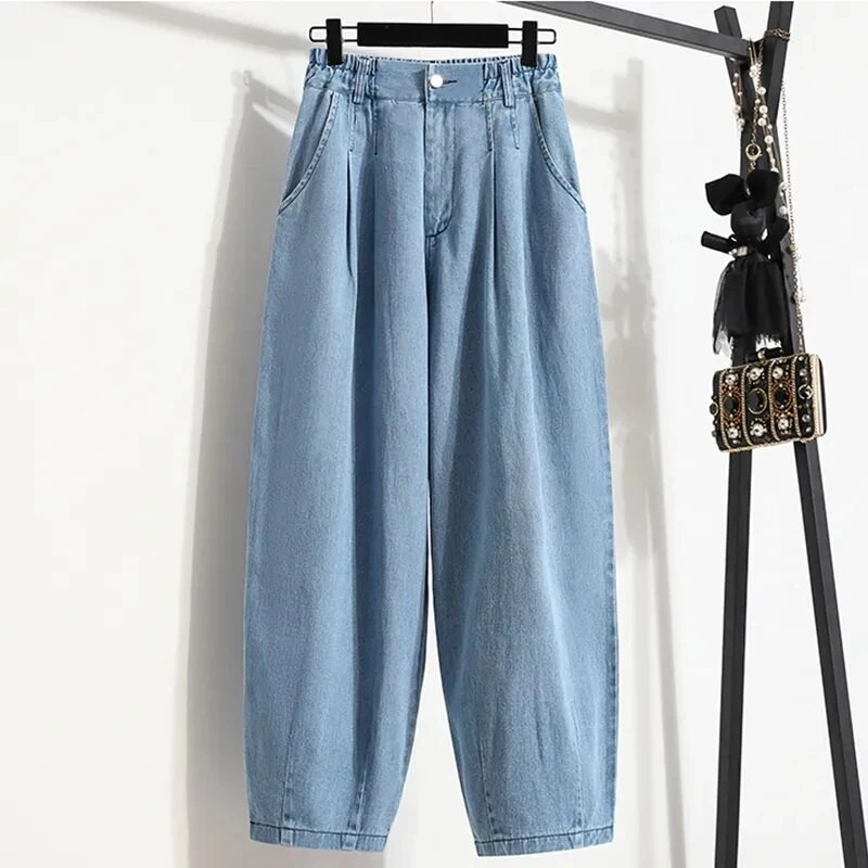 Γυναικεία Vintage Μπλε τζιν χαρέμι Χαλαρά μαμά Παντελόνι ψηλόμεσο Streetwear Boyfriends Πλυμένο τζιν κάτω τσέπες Jean