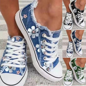 2023 Pantofi de damă pentru femei, plus pantofi din pânză cu imprimeu floral retro, pantofi de modă pentru femei, pantofi plat cu șireturi, pantofi casual, pantofi pentru femei