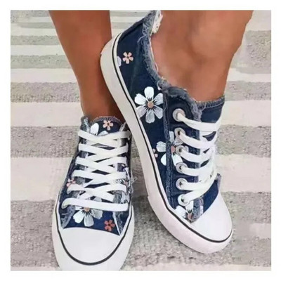 2023 Pantofi de damă pentru femei, plus pantofi din pânză cu imprimeu floral retro, pantofi de modă pentru femei, pantofi plat cu șireturi, pantofi casual, pantofi pentru femei