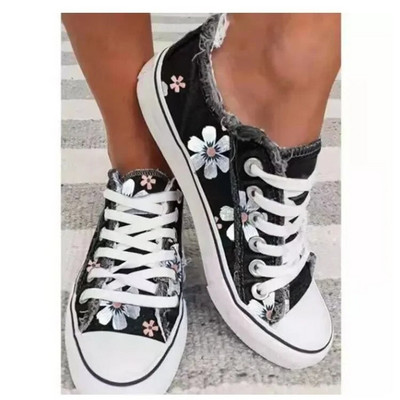 2023 Pantofi de damă pentru femei, plus pantofi din pânză cu imprimeu floral retro, pantofi de modă pentru femei, pantofi plat cu șireturi, pantofi casual, pantofi pentru femei