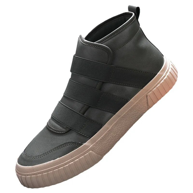 Pánske ležérne topánky, pánske tenisky, vysoké topánky s elastickým remienkom, plátené topánky z gumy, vulkanizované topánky z PU, nazúvacie, jar, jeseň