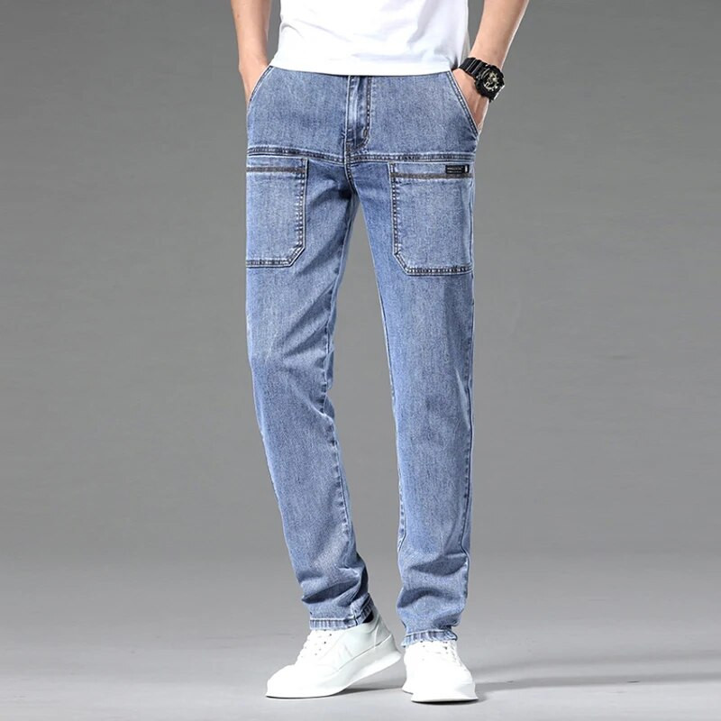 2023, blugi slim pentru bărbați, stretch skinny, cu mai multe buzunare, pantaloni de designer de modă, denim, îmbrăcăminte de marcă masculină, îmbrăcăminte de stradă