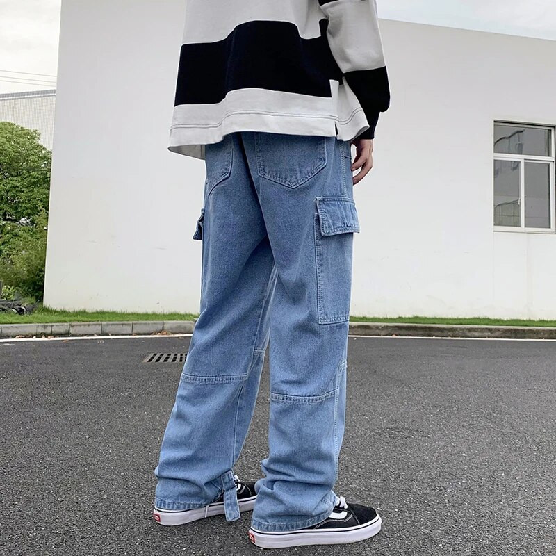 Pánske široké džínsy, hip hop, ležérne pánske rovné vrecovité džínsové nohavice, streetwear, skateboardové nohavice, neutrálne nohavice, plus veľkosť S-5XL
