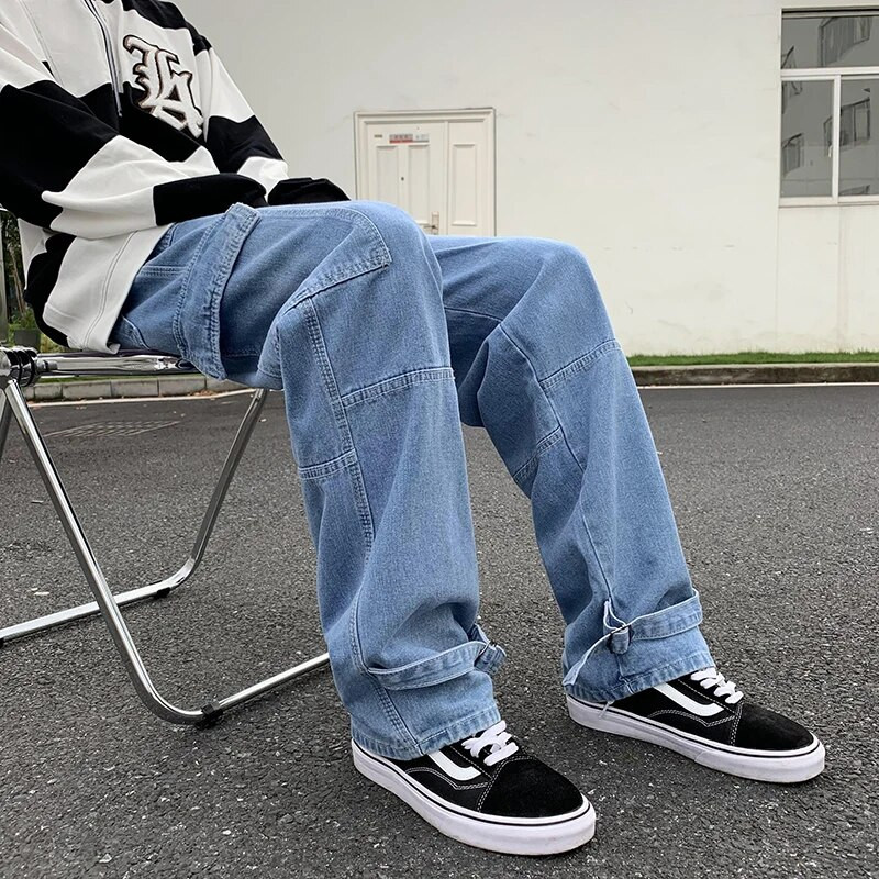 Pánske široké džínsy, hip hop, ležérne pánske rovné vrecovité džínsové nohavice, streetwear, skateboardové nohavice, neutrálne nohavice, plus veľkosť S-5XL