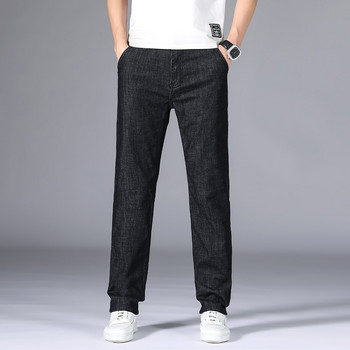 2023 Тънък или плътен материал Офис Бизнес дънки Мъжки класически сини черни памучни еластични прави дънкови панталони Мъжки маркови панталони