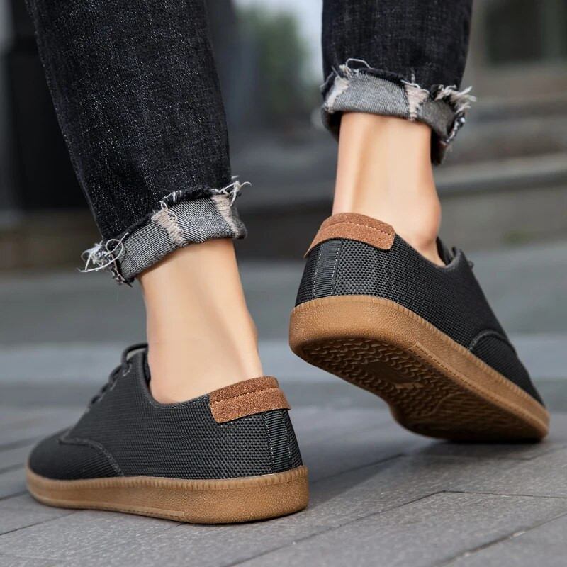 „Fujeak“ platūs basomis pėdomis batai vyrams Kasdieniai kvėpuojantys tinkliniai sportbačiai Klasikiniai minimalistiniai vaikščiojimo batai Ultralengvi bėgimo takais