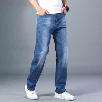6 цвята Пролет Лято Мъжки тънки свободни дънки с прави крачоли Класически стил Усъвършенствани еластични широки панталони Мъжки големи размери 40 42 44