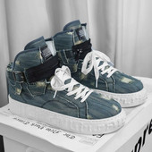 2023 Vintage džínsové plátené topánky Pánske dizajnérske módne topánky Pánske ležérne vulkanizované topánky s vysokým topom Pánske skateboardové tenisky Dospievajúce
