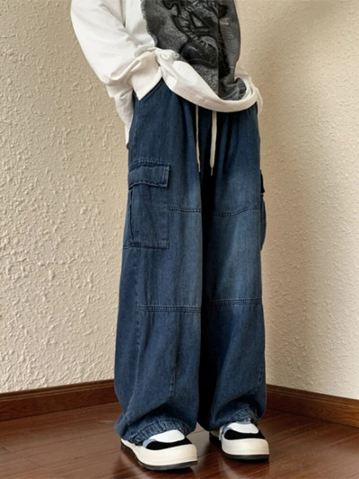 Y2k Style laisvalaikio hiphopo džinsai vyrams plačiomis kojomis laisvos Straisht Cargo kelnės Harajuku Streetwear madingos kelnės Naujiena vyrams