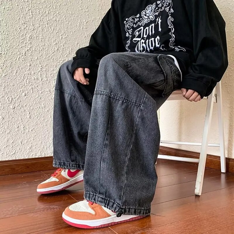 Y2k Style laisvalaikio hiphopo džinsai vyrams plačiomis kojomis laisvos Straisht Cargo kelnės Harajuku Streetwear madingos kelnės Naujiena vyrams