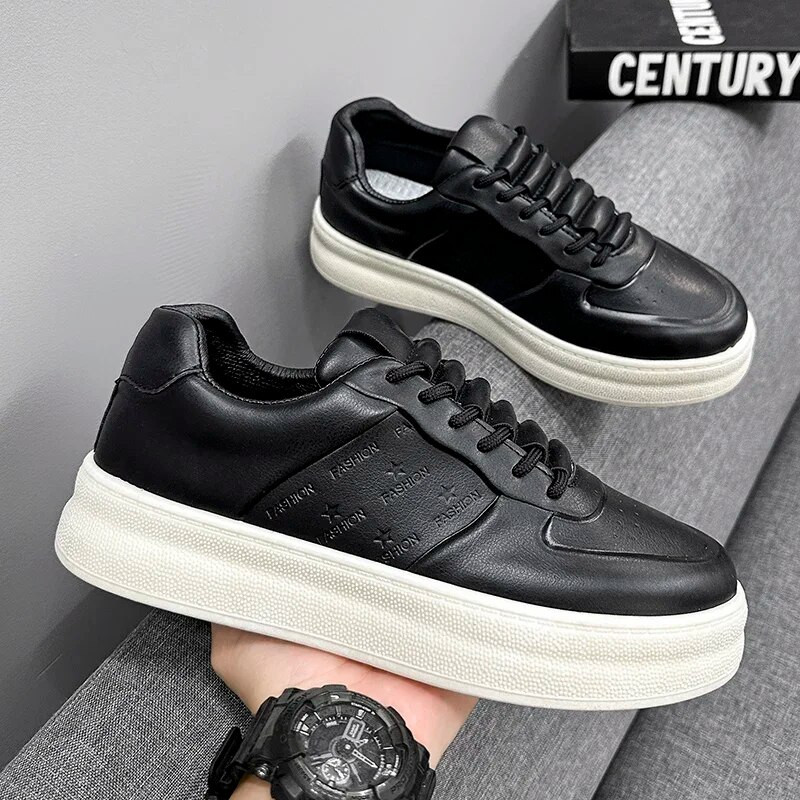 Pánske ležérne tenisky 2023 Letná módna šnurovacia platforma Nízka športová obuv pre mužov Odolné protišmykové topánky v bielej farbe