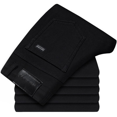 Primăvara toamnă 2022 Blugi inteligenti pentru bărbați, la modă de afaceri, drepți, obișnuiți, albaștri, pantaloni din denim elastic, clasici, bărbați, marimea plus 28-40