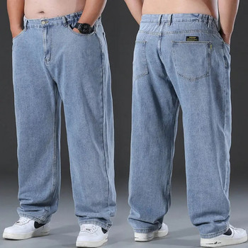 Прави широки дънки Панталони Мъжки ежедневни широки крачоли Класически издръжливи работни облекла Сиви дънкови панталони Голям размер Дрехи Мъжки 2023 г. Ново