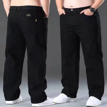 Прави широки дънки Панталони Мъжки ежедневни широки крачоли Класически издръжливи работни облекла Сиви дънкови панталони Голям размер Дрехи Мъжки 2023 г. Ново
