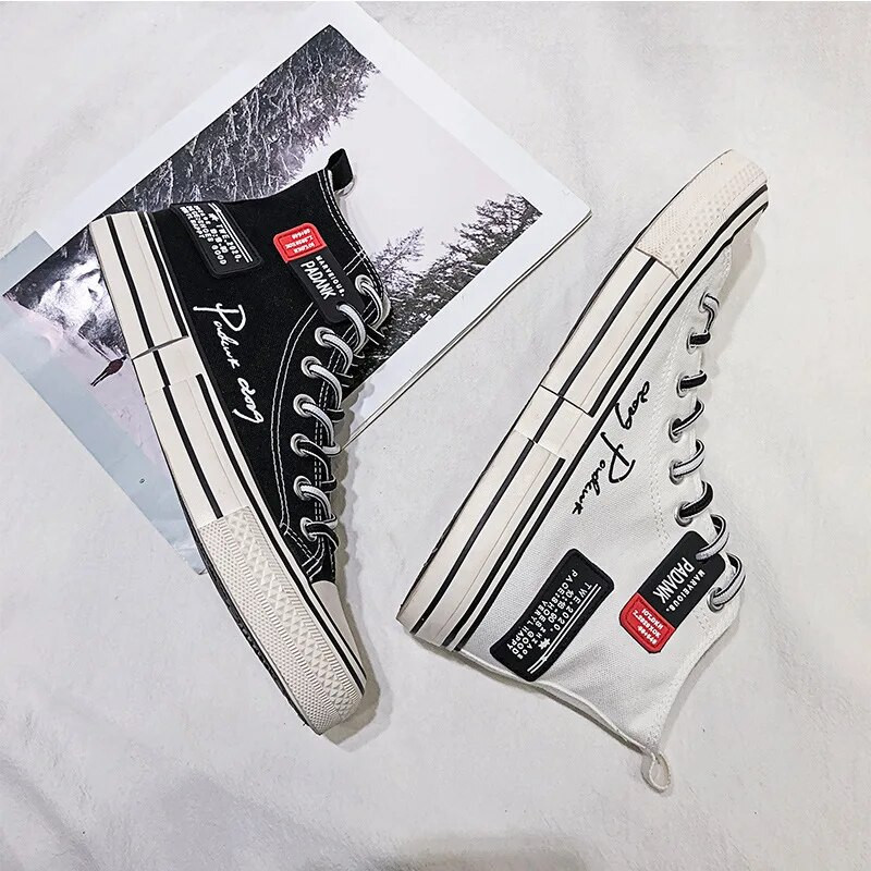 Pánske topánky Pánska móda Patchwork Vulkanizované topánky Dámske vysoké plátené topánky pre páry Veľkosť 35-44