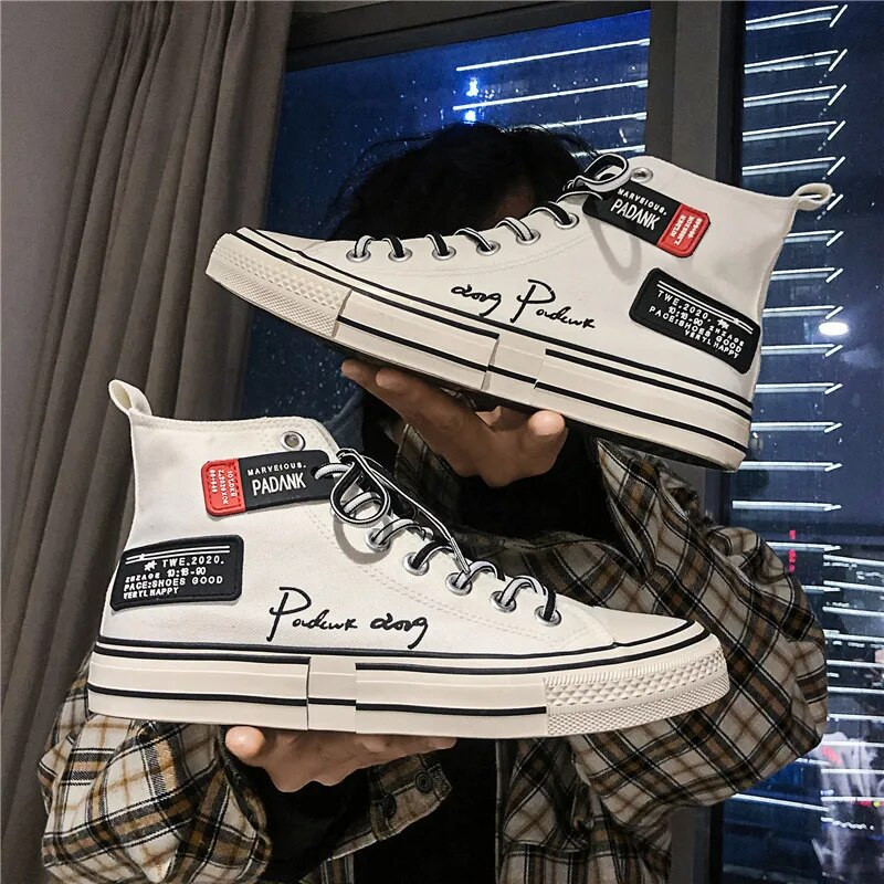 Pánske topánky Pánska móda Patchwork Vulkanizované topánky Dámske vysoké plátené topánky pre páry Veľkosť 35-44