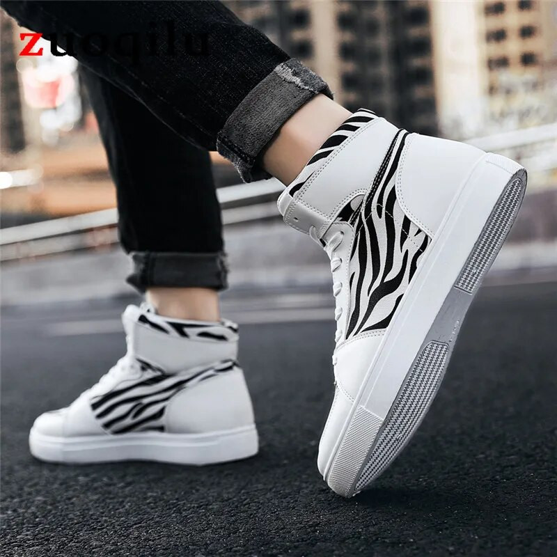 Adidași cu platformă înaltă pentru bărbați pantofi casual mărime mare 47 pantofi de baschet bărbați pantofi sport casual bărbați vulcanizati adidași zebra