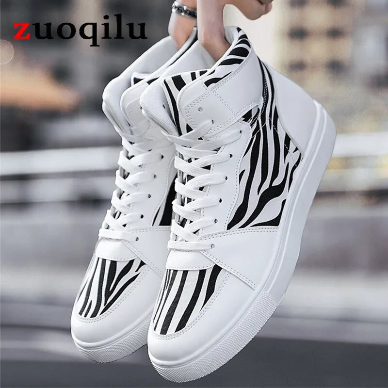 Adidași cu platformă înaltă pentru bărbați pantofi casual mărime mare 47 pantofi de baschet bărbați pantofi sport casual bărbați vulcanizati adidași zebra