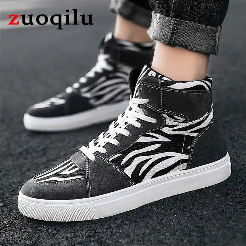 Adidași cu platformă înaltă pentru bărbați pantofi casual mărime mare 47 pantofi de baschet bărbați pantofi sport casual bărbați vulcanizati adidași zebra