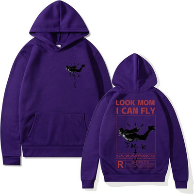 Hanorac Cactus Jack Bărbați Femei Logo-ul față-verso Imprimare LOOK MOM I CAN FLY Hanorac Cactus Jack Moda unisex Hip Hop Streetwear