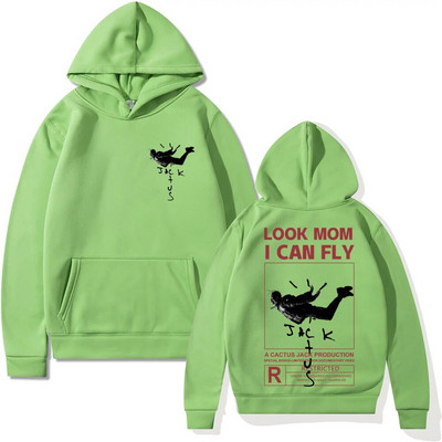 Hanorac Cactus Jack Bărbați Femei Logo-ul față-verso Imprimare LOOK MOM I CAN FLY Hanorac Cactus Jack Moda unisex Hip Hop Streetwear