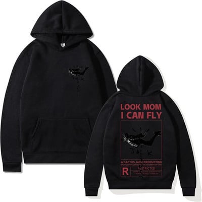 Hanorac Cactus Jack Bărbați Femei Logo-ul față-verso Imprimare LOOK MOM I CAN FLY Hanorac Cactus Jack Moda unisex Hip Hop Streetwear
