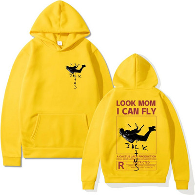 Hanorac Cactus Jack Bărbați Femei Logo-ul față-verso Imprimare LOOK MOM I CAN FLY Hanorac Cactus Jack Moda unisex Hip Hop Streetwear