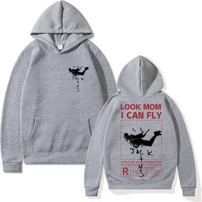 Hanorac Cactus Jack Bărbați Femei Logo-ul față-verso Imprimare LOOK MOM I CAN FLY Hanorac Cactus Jack Moda unisex Hip Hop Streetwear